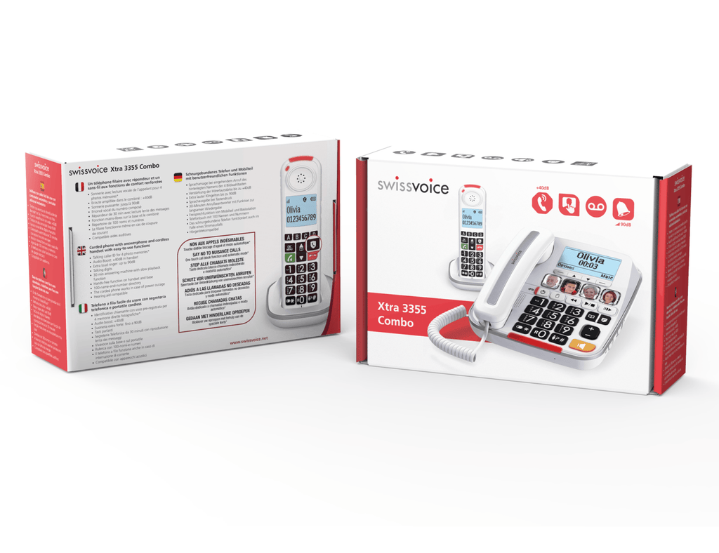 Amplicomms Corded Phones Swissvoice Xtra 3355 Corded Amplified Telephone and Additional Cordless Handset