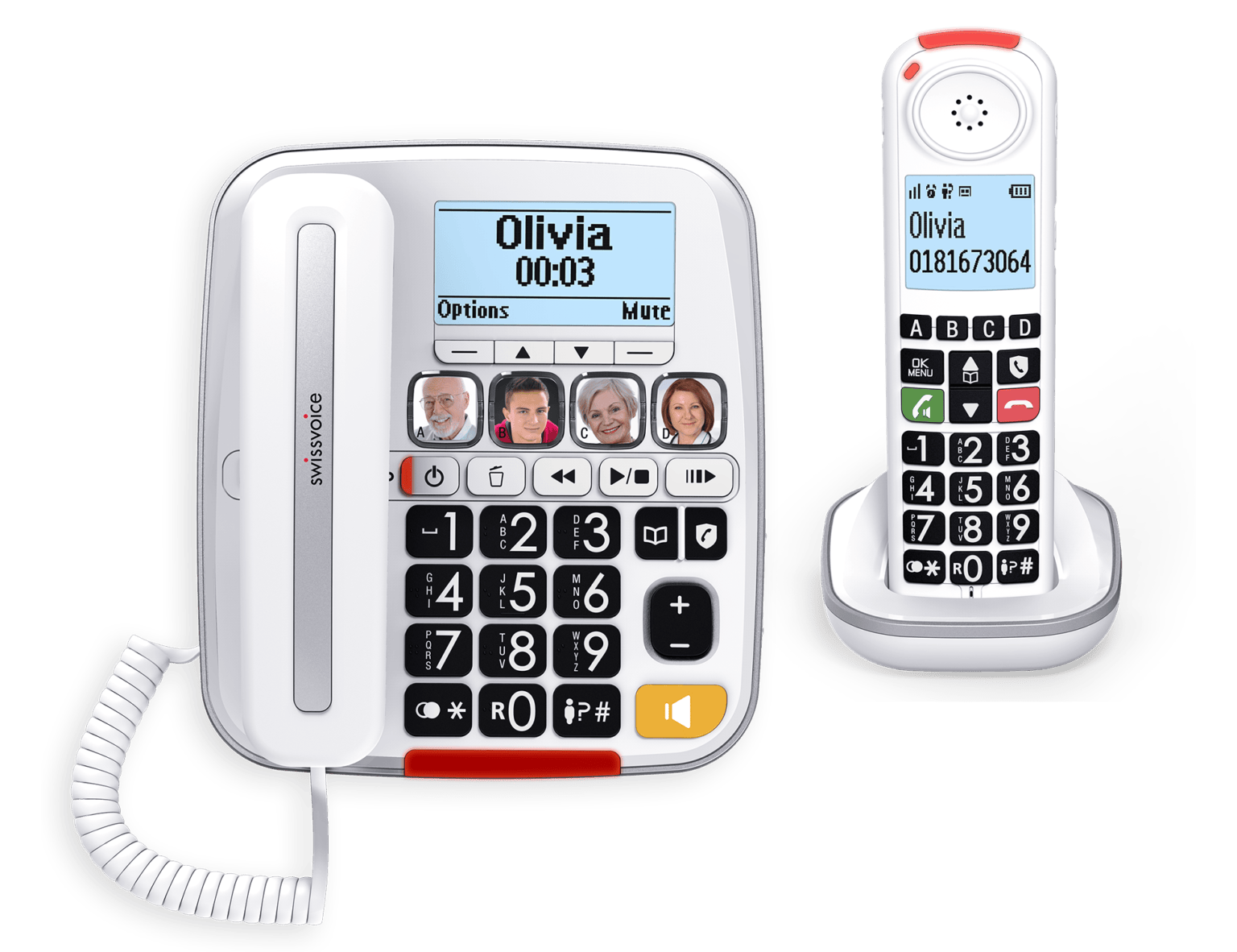 Swissvoice Xtra 3355 Corded Amplified Telephone and Additional Cordles ...
