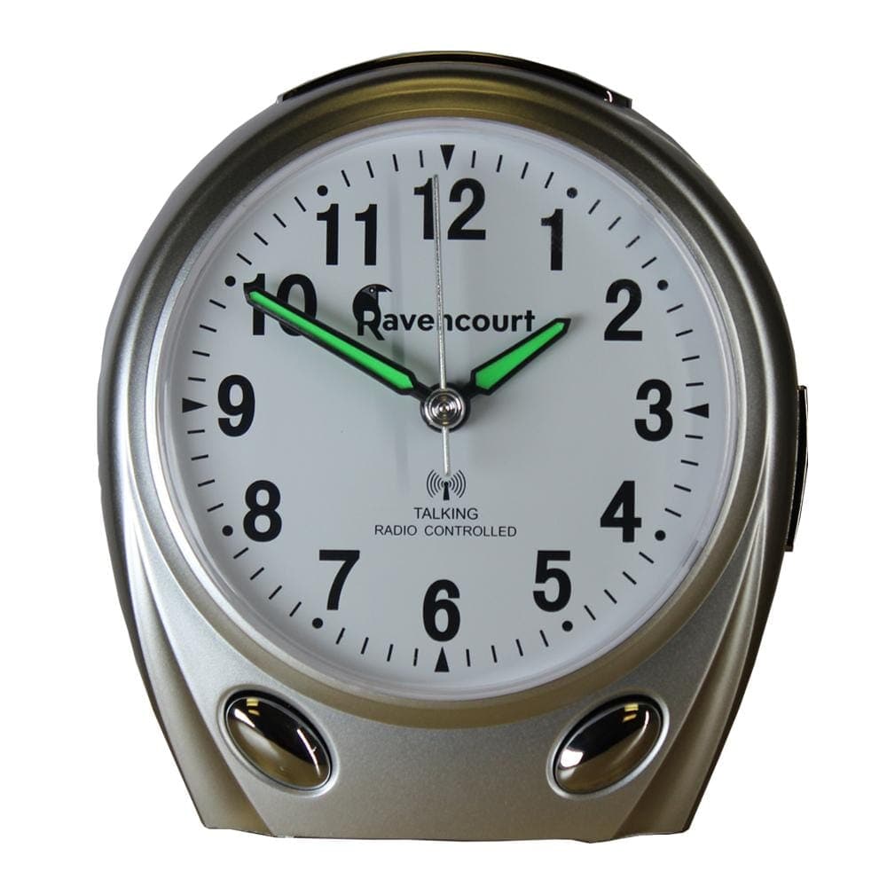 Ravencourt Living Talking Radio Controlled Alarm Clock Silver - VAT Free