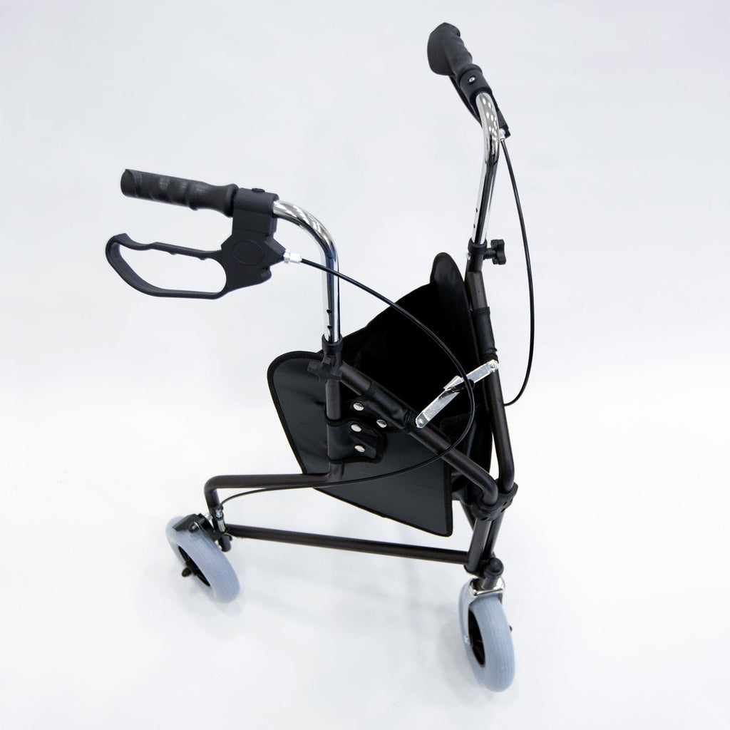 The Helping Hand Company daily living aids 3 Wheel Folding Rollator With Shopping Bag- Grey- VAT Free